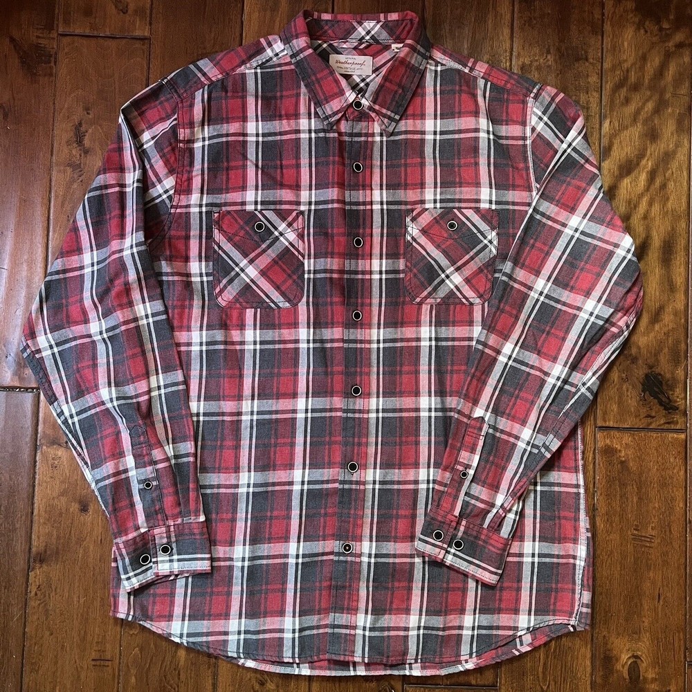 WEATHERPROOF Vintage Red Plaid Flannel Shirt Heavy Mens Size XL - EUC